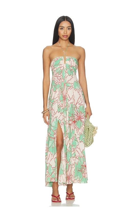 Poupette St Barth Carla Long Dress in Green by POUPETTE ST BARTH