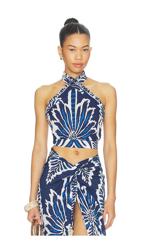 Poupette St Barth Suma Top in Navy,White by POUPETTE ST BARTH