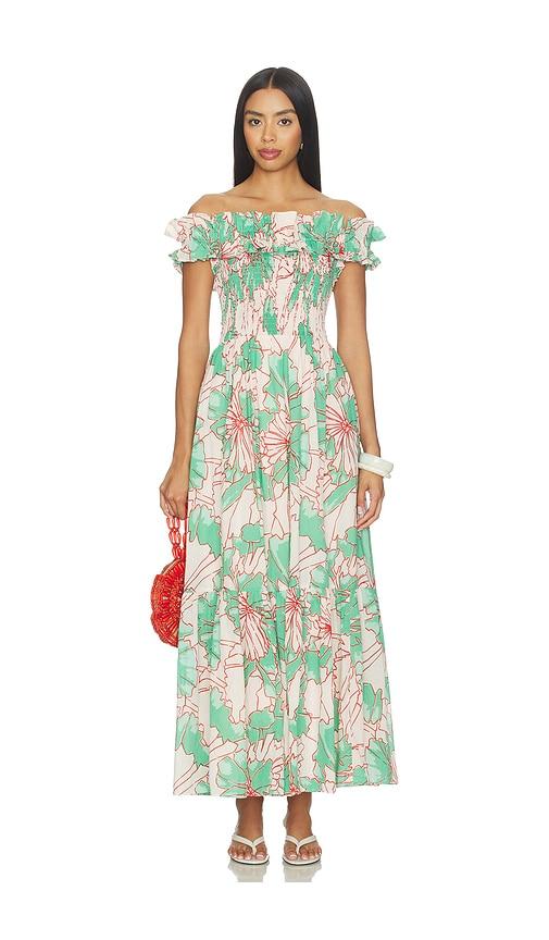 Poupette St Barth Suzanne Long Dress in Green by POUPETTE ST BARTH