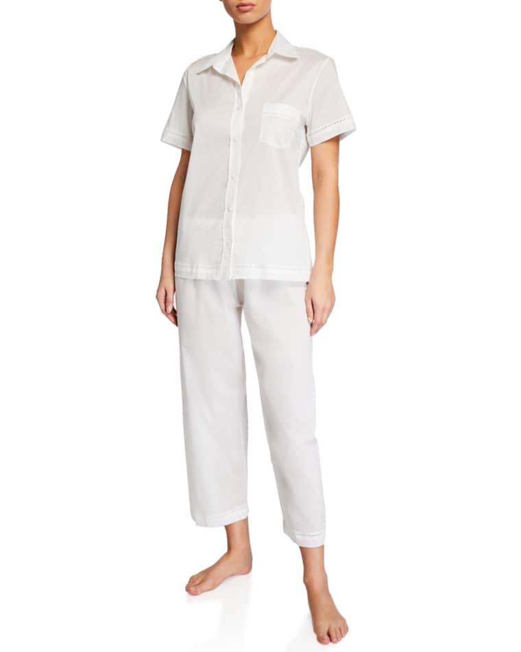 Cotton Lawn Short-Sleeve Crop Pajama Set by POUR LES FEMMES