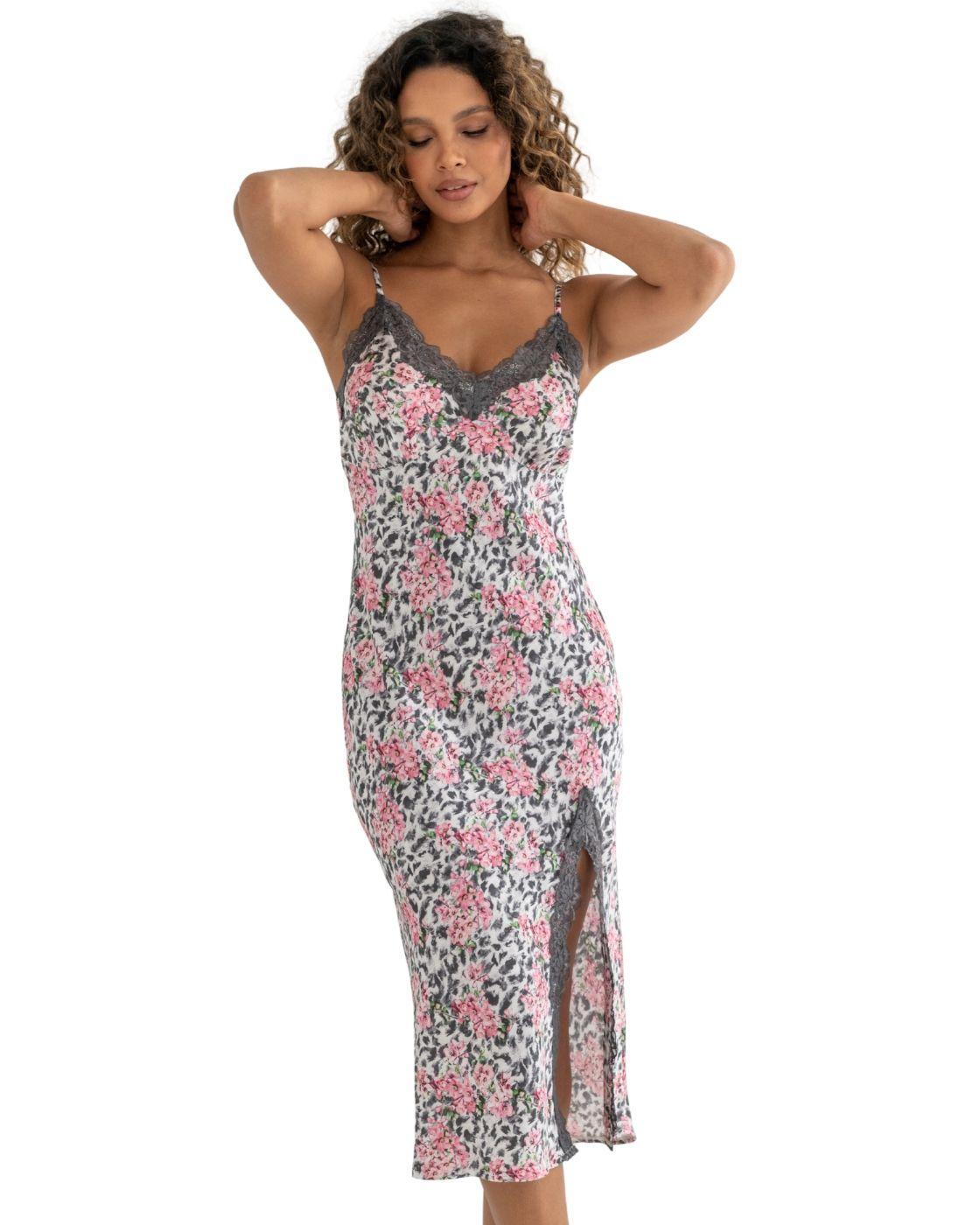 Dusk Satin And Lace Midi Chemise by POUR MOI