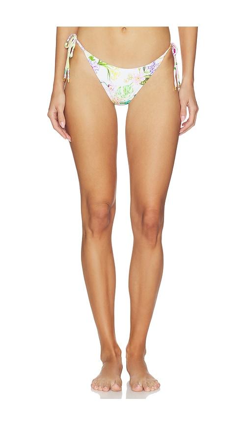 PQ Embroidered Tie Side Bikini Bottom in White by PQ