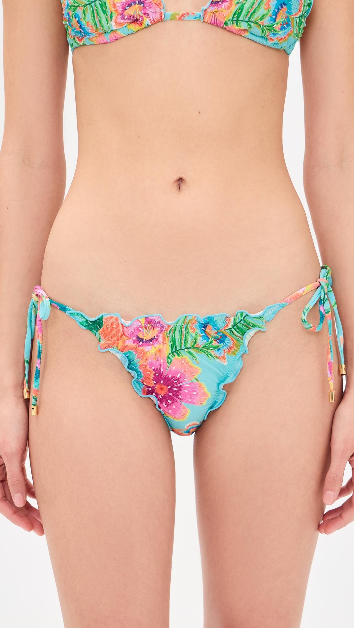 Embroidered Lettuce Edge Bikini Bottoms by PQ SWIM