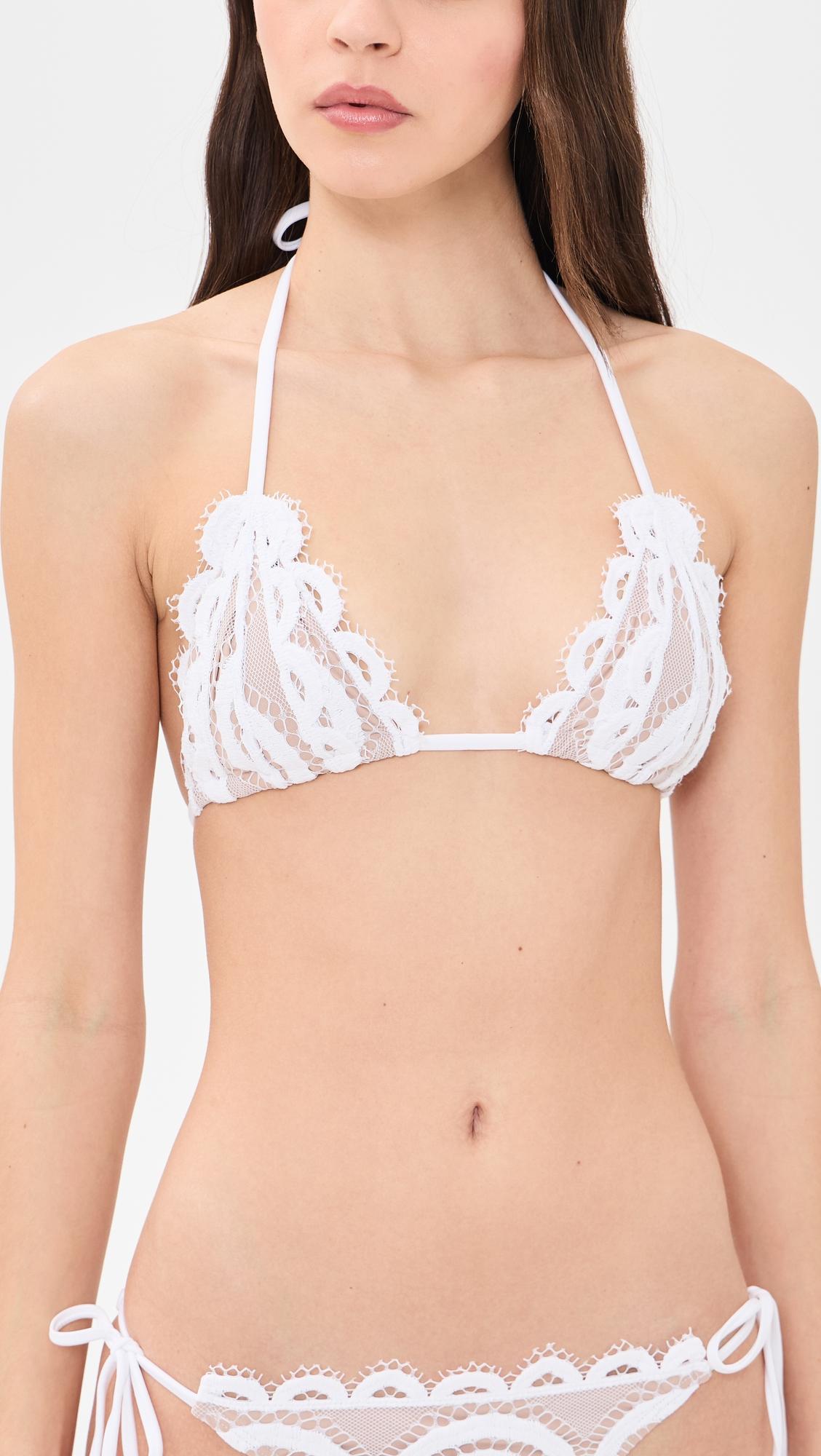 White Lace Triangle Top by PQ SWIM