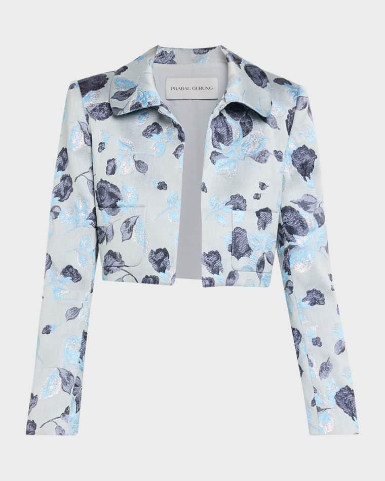 Metallic Floral Jacquard Bolero Jacket by PRABAL GURUNG