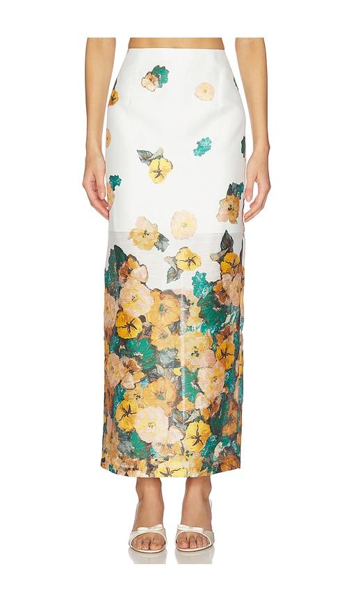 Prabal Gurung Back Slit Maxi Flat Front Pencil Skirt in White,Orange by PRABAL GURUNG