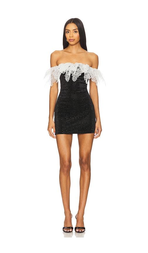 Prabal Gurung Off-shoulder Lace Trim Mini Dress in Black by PRABAL GURUNG