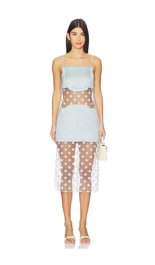Prabal Gurung Sheer Panelled Slip Midi Dress in Baby Blue by PRABAL GURUNG