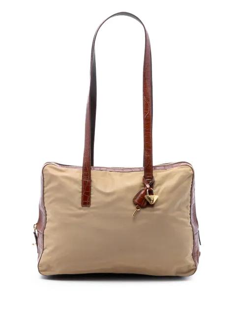 2000-2013 Croc Embossed Leather Trimmed Tessuto shoulder bag by PRADA 