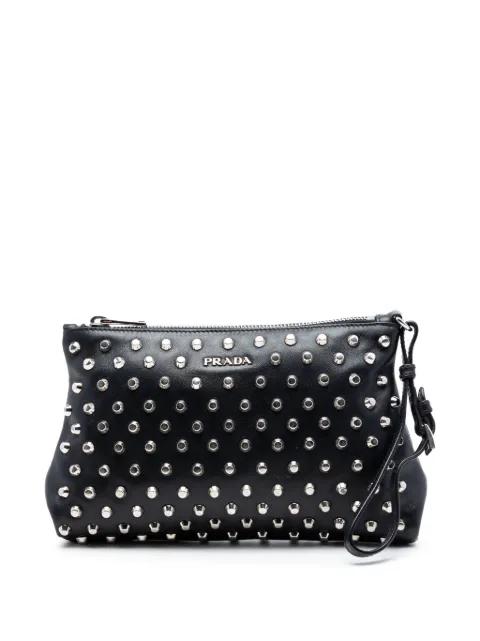 2000-2013 Studded Leather clutch bag by PRADA 