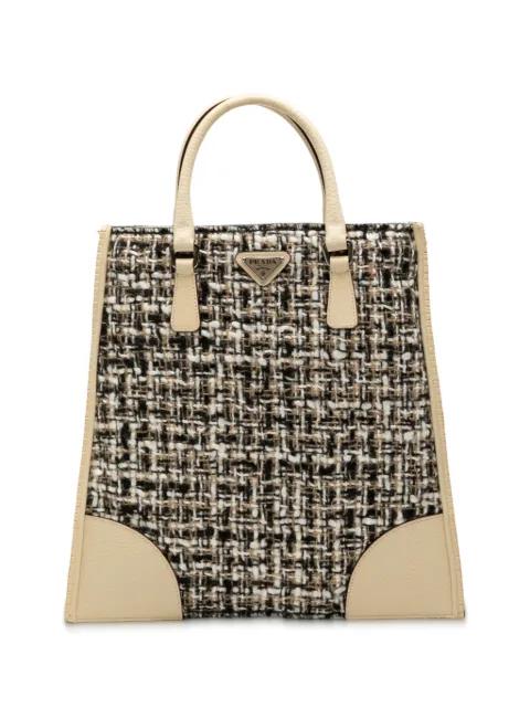 2000-2013 Vitello Trimmed Tweed Flat tote bag by PRADA 2000-2013 Vitello Trimmed Tweed Flat tote bag by PRADA