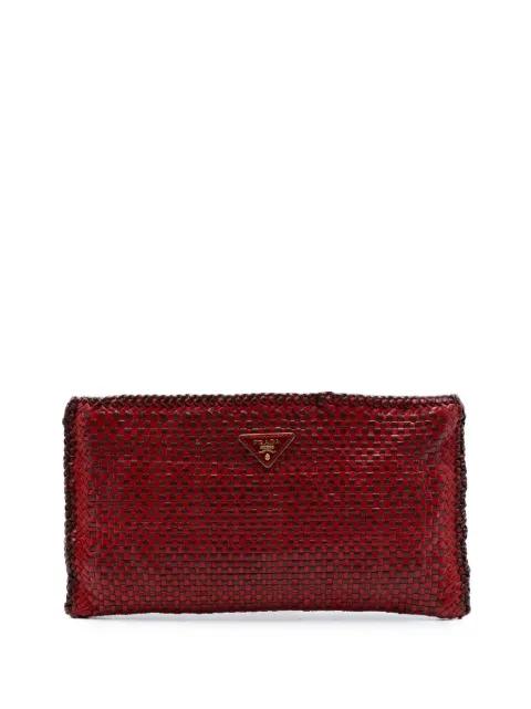 2000-2013 Woven Goatskin Madras Zip clutch bag by PRADA 