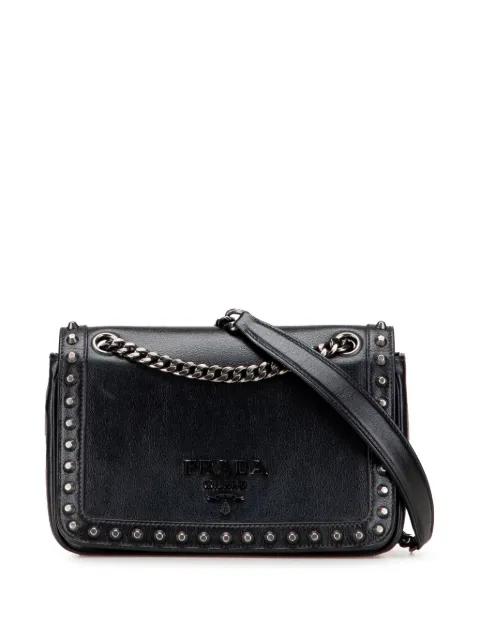 2000-2025 Small Studded Glace Calf Chain Flap crossbody bag by PRADA 