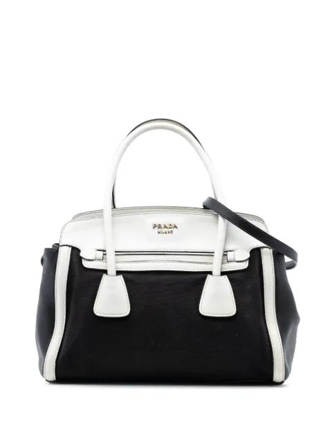 2010-2025 Bicolor Saffiano Cuir Trimmed Canvas satchel by PRADA 