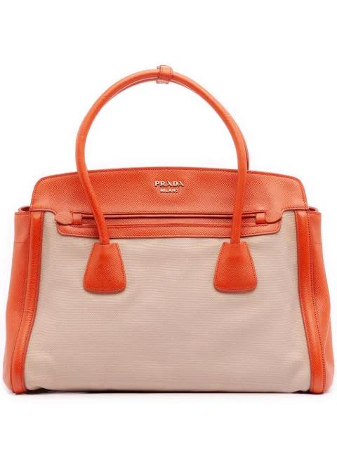 2010-2025 Bicolor Saffiano Cuir Trimmed Canvas satchel by PRADA 