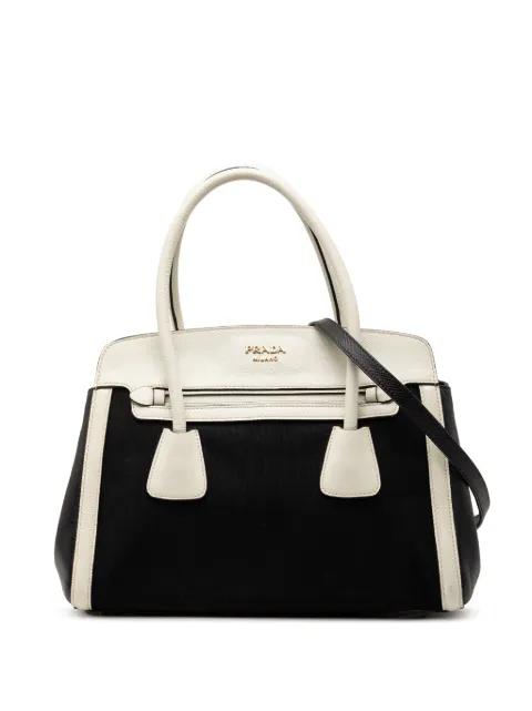 2010-2025 Bicolor Saffiano Cuir Trimmed Canvas satchel by PRADA 