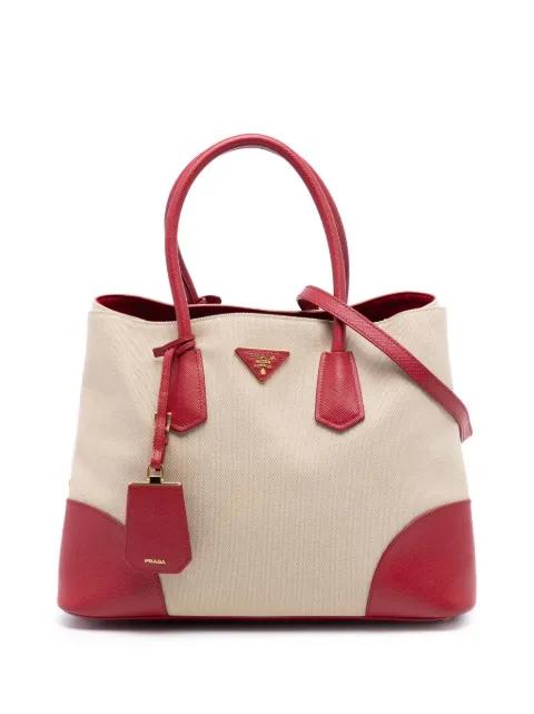 2010-2025 Large Canapa and Saffiano Double satchel by PRADA 
