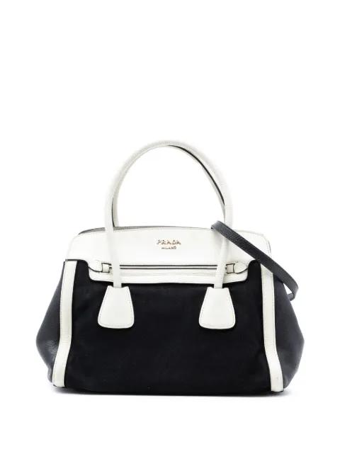2010-2026 Bicolor Saffiano Cuir Trimmed Canvas satchel by PRADA 