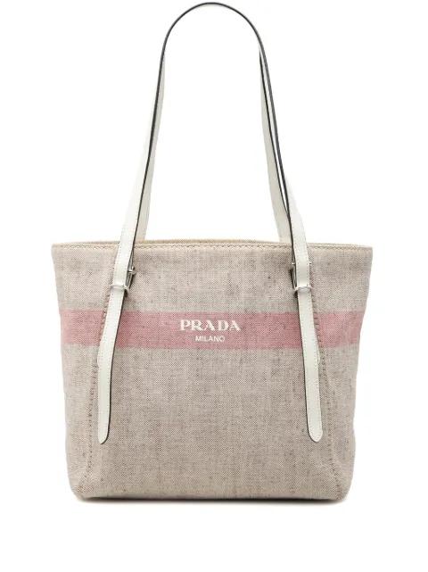 2010-2026 Canvas Logo Stripe Shopper tote bag by PRADA 