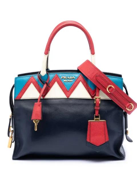 2010-2026 Medium Saffiano Trimmed City Calf Greca Esplanade satchel by PRADA 