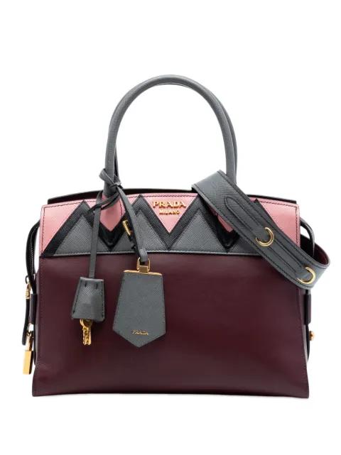 2010-2026 Medium Saffiano Trimmed City Calf Greca Esplanade satchel by PRADA 