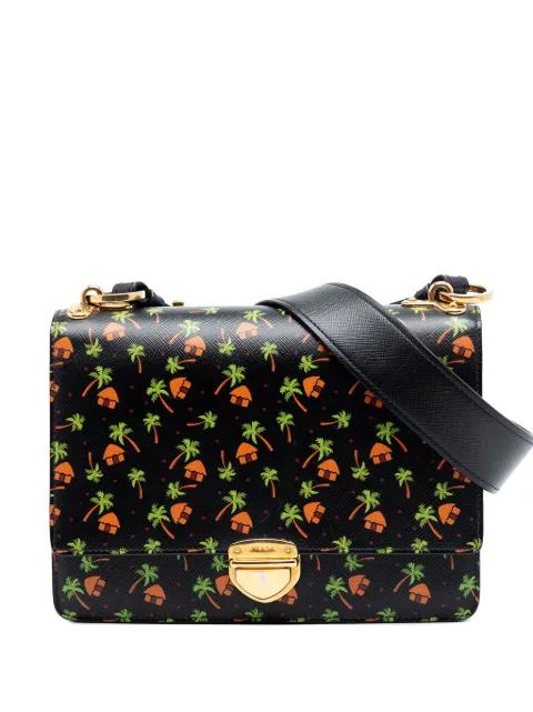 2010-2026 Saffiano Palm Tree and Hut Print Flap crossbody bag by PRADA 
