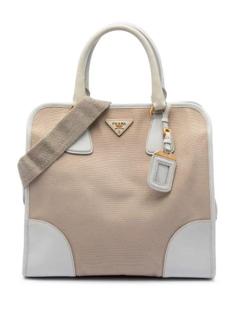 2010-2026 Saffiano Trimmed Canvas Canapa satchel by PRADA 