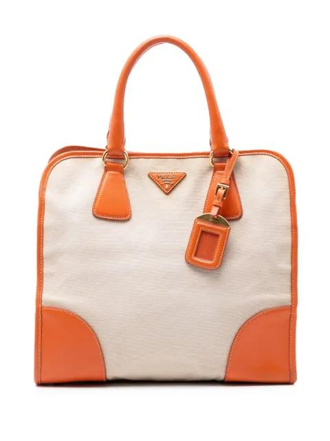 2010-2026 Saffiano Trimmed Canvas Canapa satchel by PRADA 