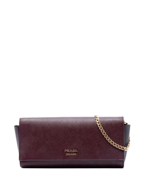 2010-2026 Saffiano and City Calf Bibliotheque Clutch with Chain crossbody bag by PRADA 