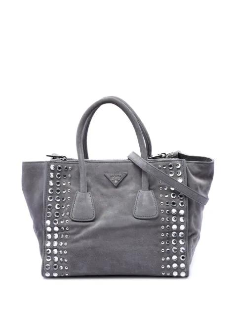 2010-2026 Scamosciato Strass Studded Twin Pocket satchel by PRADA 