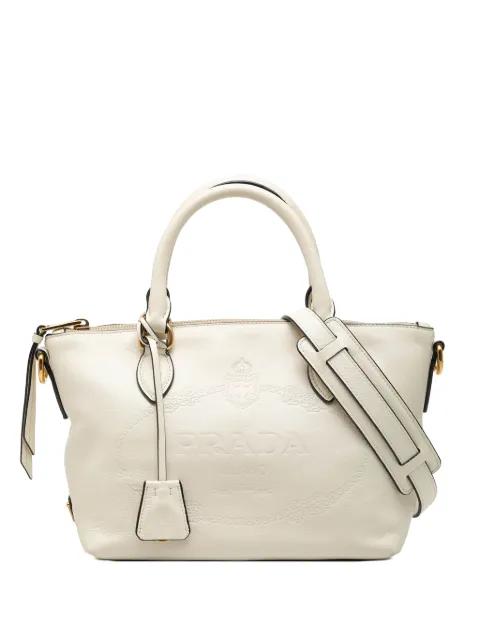 2010-2026 Small Embossed Glace Calf Logo Convertible satchel by PRADA 