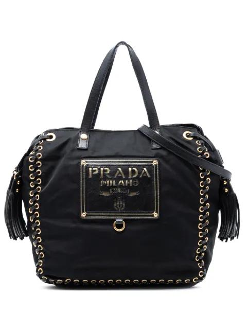2010-2026 Tessuto Whipstitched Logo Oro Tassel satchel by PRADA 