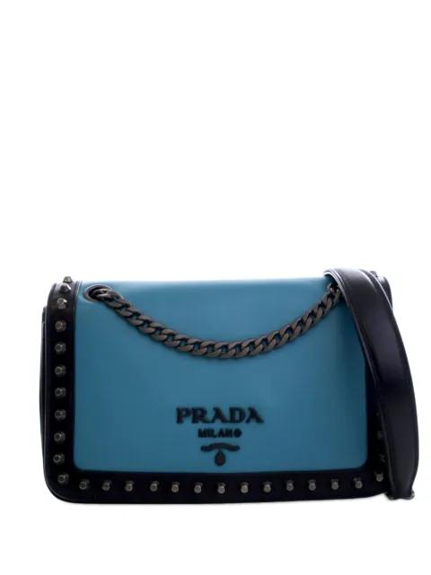 2013-2025 Bicolor Glace Calfskin Studded crossbody bag by PRADA 