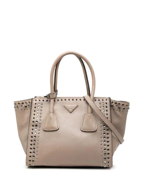 2013-2025 Glace Calf Studded Twin Pocket satchel by PRADA 