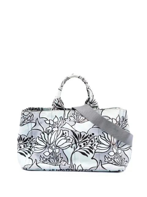 2013-2025 Medium Floral Printed Canvas Canapa satchel by PRADA 