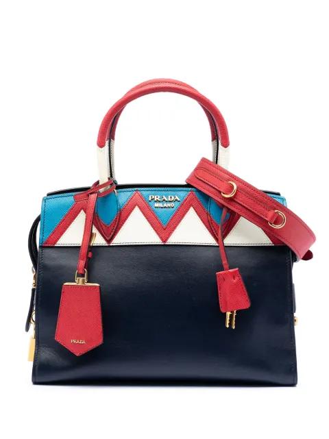 2013-2025 Medium Saffiano Trimmed City Calf Greca Esplanade satchel by PRADA 