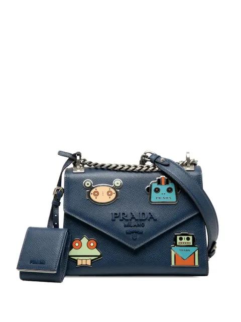 2013-2025 Saffiano Cuir Monochrome Robot Patches Envelope Chain Flap crossbody bag by PRADA 