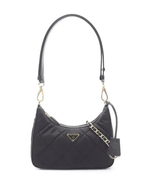 2013-2025 Saffiano-Trimmed Quilted Tessuto shoulder bag by PRADA 2013-2025 Saffiano-Trimmed Quilted Tessuto shoulder bag by PRADA