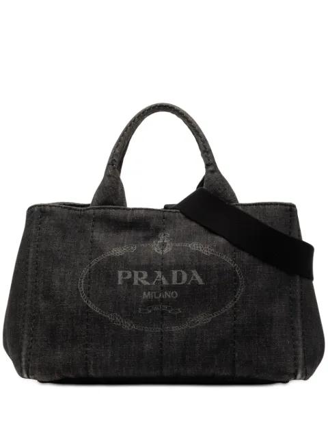 2013-2025 Small Denim Canapa Logo satchel by PRADA 