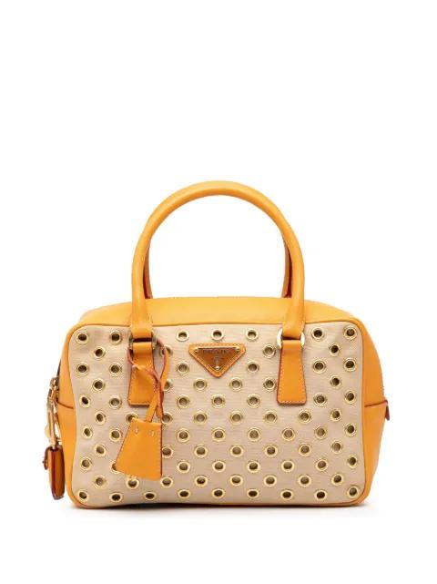 2013-2025 Small Saffiano Trimmed Canvas Grommet Bauletto Bag handbag by PRADA 