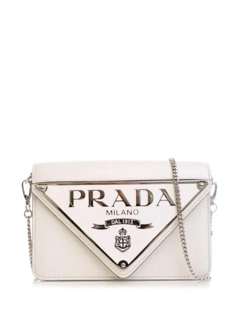 2013-2025 Spazzolato Triangle Logo Plate Flap Chain crossbody bag by PRADA 