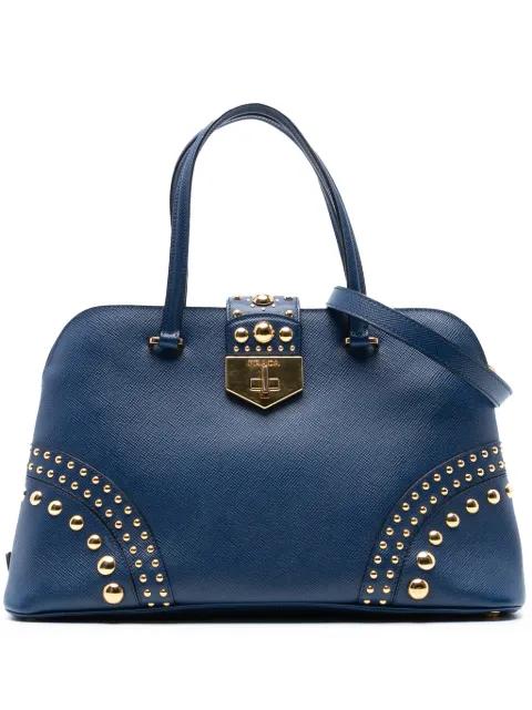 2013-2025 Studded Saffiano Cuir Promenade satchel by PRADA 