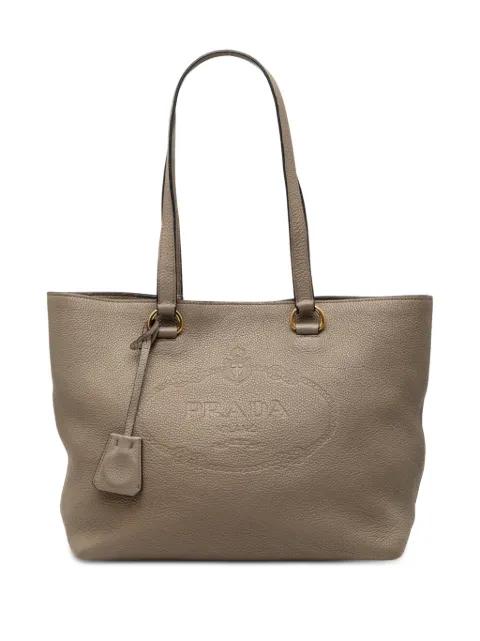 2013-2025 Vitello Daino Canapa Logo tote bag by PRADA 