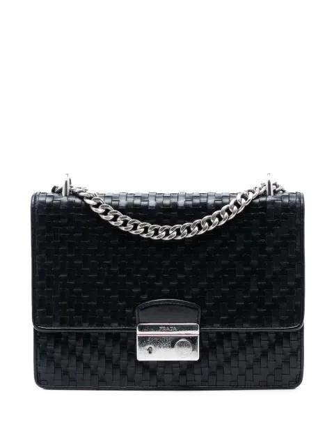 2013-2025 Woven Madras Leather Chain Flap Bag crossbody bag by PRADA 