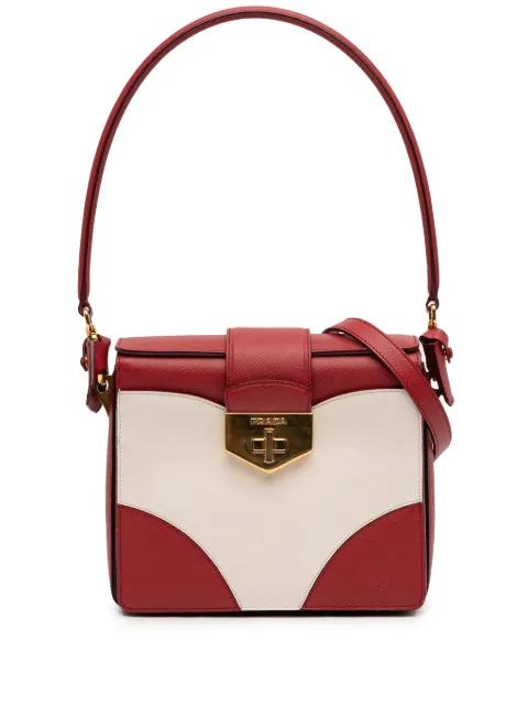 2013-2026 Bicolor Saffiano Turnlock satchel by PRADA 