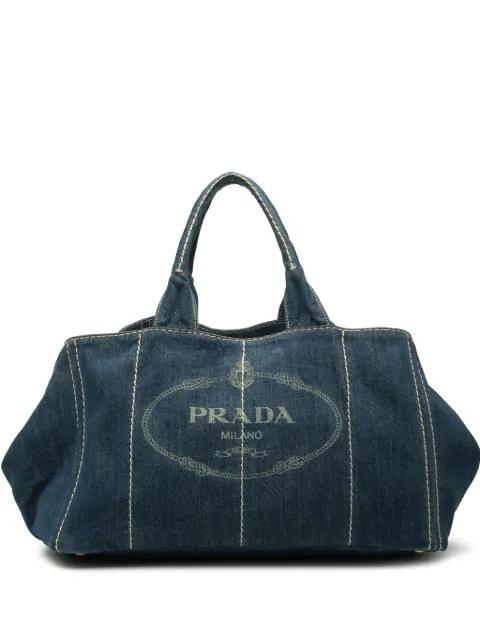 2013-2026 Large Denim Canapa Logo satchel by PRADA 