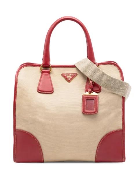2013-2026 Saffiano Trimmed Canvas Canapa satchel by PRADA 