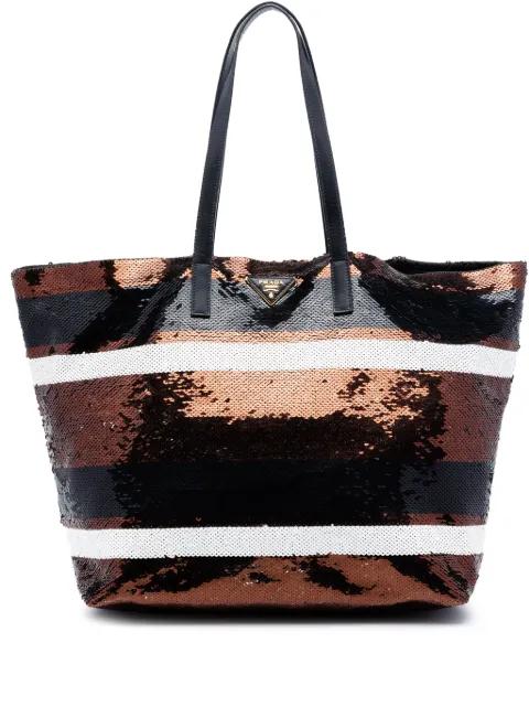 2013-2026 Sequined Satin Stripes tote bag by PRADA 