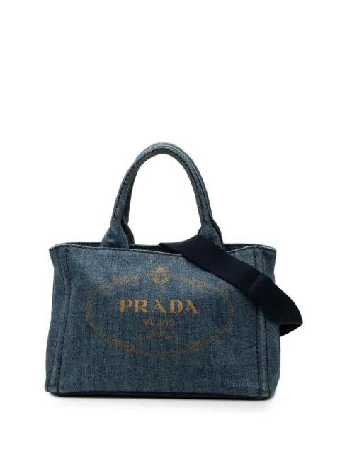 2013-2026 Small Denim Canapa Logo satchel by PRADA 