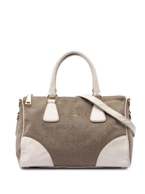 2013-2026 Vitello Daino Trimmed Canvas Canapa Logo satchel by PRADA 